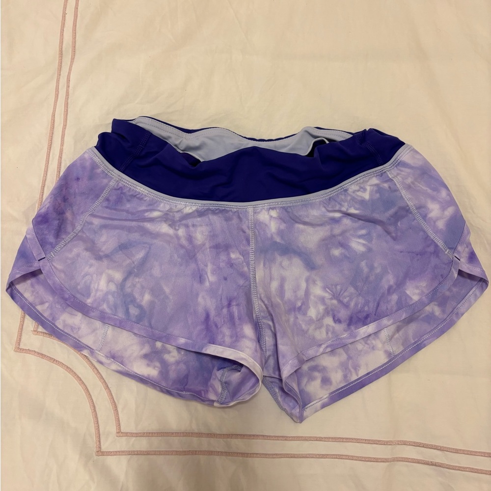 Lululemon shorts in purple tie dye size 4!